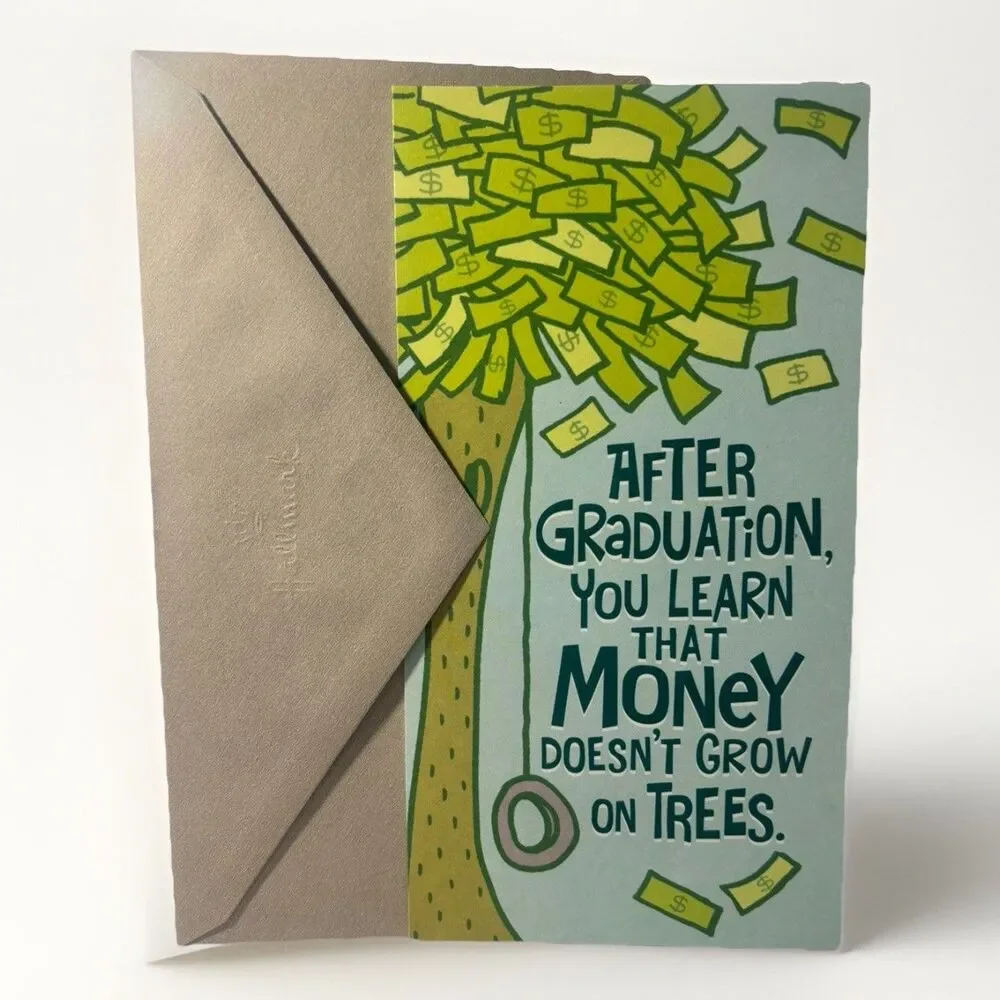 Hallmark Grad Card “Money Doesn’t Grow On Trees It Comes In Cards” Money Holder